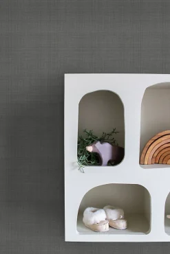 ESTAhome papier peint lin gris foncé - 53 cm x 10.05 m - 139028