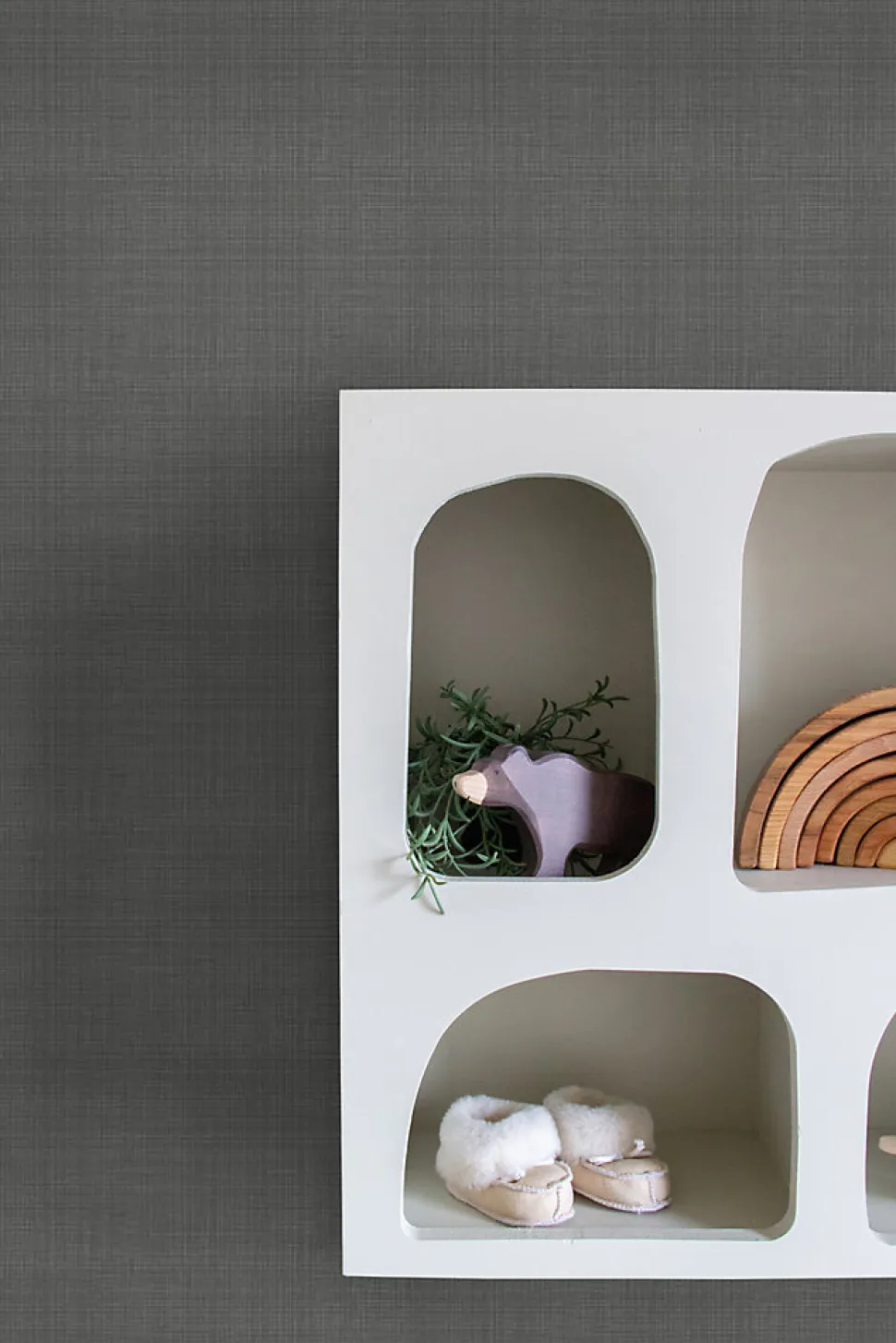 ESTAhome papier peint lin gris foncé - 53 cm x 10.05 m - 139028