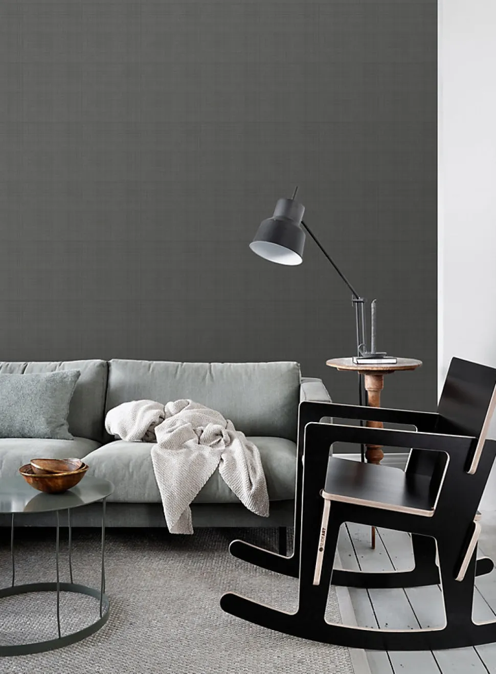 ESTAhome papier peint lin gris foncé - 53 cm x 10.05 m - 139028