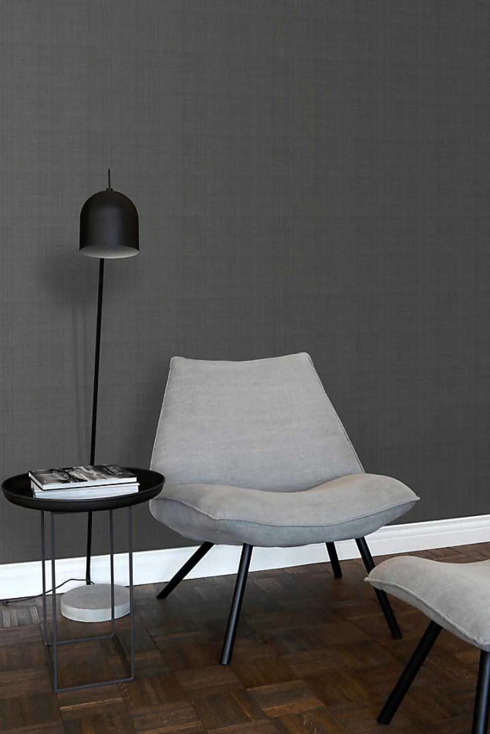 ESTAhome papier peint lin gris foncé - 53 cm x 10.05 m - 139028