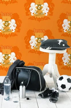ESTAhome papier peint lions orange et blanc - 53 cm x 10.05 m - 115870