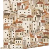 ESTAhome papier peint maisons méditerranéennes beige et terracotta - 50 x 900 cm - 139623