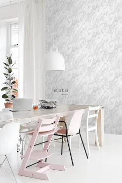 ESTAhome papier peint marbre blanc et gris - 53 cm x 10.05 m - 139195