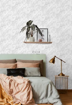ESTAhome papier peint marbre blanc et gris - 53 cm x 10.05 m - 139195