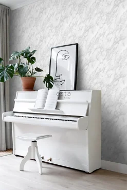 ESTAhome papier peint marbre blanc et gris - 53 cm x 10.05 m - 139195