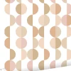 ESTAhome papier peint motif graphique terracotta, rose et beige - 50 x 900 cm - 139621