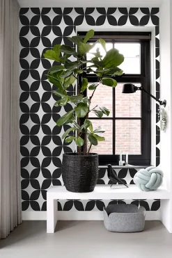 ESTAhome papier peint motif graphique noir et blanc - 53 cm x 10.05 m - 139101