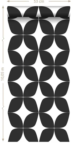 ESTAhome papier peint motif graphique noir et blanc - 53 cm x 10.05 m - 139101