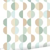 ESTAhome papier peint motif graphique vert grisé, bleu clair et beige - 50 x 900 cm - 139620