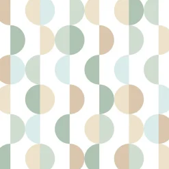 ESTAhome papier peint motif graphique vert grisé, bleu clair et beige - 50 x 900 cm - 139620