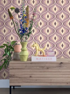 ESTAhome papier peint ornements au style rétro lilas violet - 50 x 900 cm - 130988
