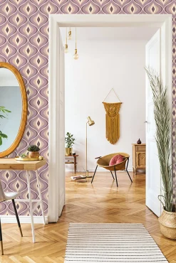 ESTAhome papier peint ornements au style rétro lilas violet - 50 x 900 cm - 130988