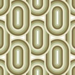 ESTAhome papier peint ornements au style rétro vert olive grisé - 50 x 900 cm - 130984