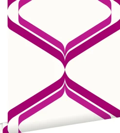 ESTAhome papier peint ornements au style rétro rose et blanc - 53 cm x 10.05 m - 135443