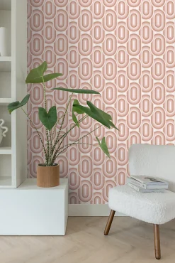 ESTAhome papier peint ornements au style rétro rose clair - 50 x 900 cm - 130982