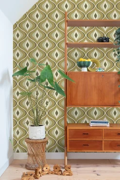 ESTAhome papier peint ornements au style rétro vert grisé - 50 x 900 cm - 130987