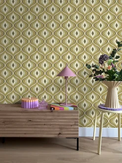 ESTAhome papier peint ornements au style rétro vert grisé - 50 x 900 cm - 130987