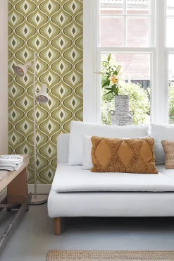 ESTAhome papier peint ornements au style rétro vert grisé - 50 x 900 cm - 130987