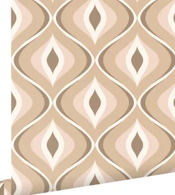 ESTAhome papier peint ornements au style rétro beige et marron - 50 x 900 cm - 130985