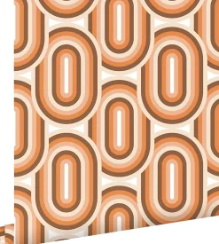 ESTAhome papier peint ornements au style rétro orange et marron - 50 x 900 cm - 130983