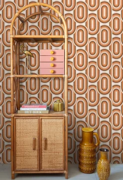 ESTAhome papier peint ornements au style rétro orange et marron - 50 x 900 cm - 130983