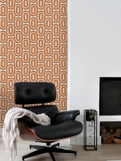ESTAhome papier peint ornements au style rétro orange et marron - 50 x 900 cm - 130983