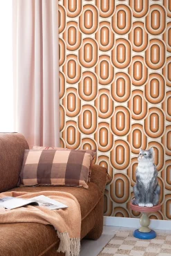 ESTAhome papier peint ornements au style rétro orange et marron - 50 x 900 cm - 130983