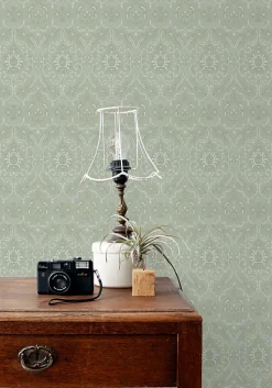 ESTAhome papier peint ornement vert menthe grisé - 50 x 900 cm - 139640