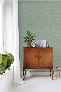 ESTAhome papier peint ornement vert grisé - 50 x 900 cm - 139633