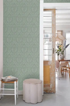 ESTAhome papier peint ornement vert grisé - 50 x 900 cm - 139633