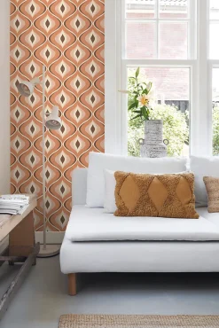 ESTAhome papier peint ornements au style rétro orange et marron - 50 x 900 cm - 130986