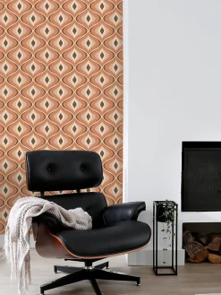 ESTAhome papier peint ornements au style rétro orange et marron - 50 x 900 cm - 130986