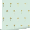 ESTAhome papier peint palmiers vert menthe et or - 53 cm x 10.05 m - 139159