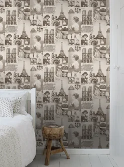 ESTAhome papier peint Paris brun sépia - 53 cm x 10.05 m - 138148