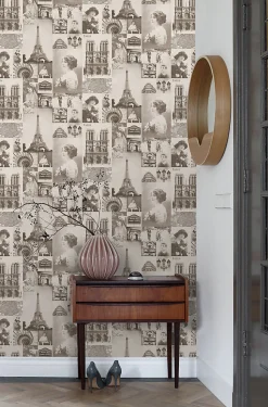 ESTAhome papier peint Paris brun sépia - 53 cm x 10.05 m - 138148