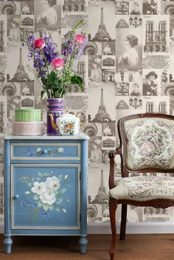 ESTAhome papier peint Paris brun sépia - 53 cm x 10.05 m - 138148