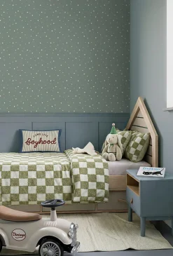 ESTAhome papier peint petites étoiles vert grisé - 53 cm x 10.05 m - 139689