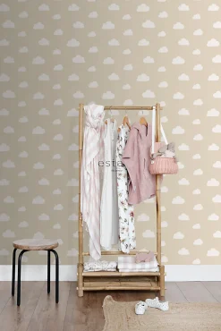 ESTAhome papier peint petits nuages beige - 53 cm x 10.05 m - 139559