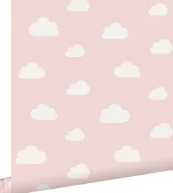 ESTAhome papier peint petits nuages rose clair - 53 cm x 10.05 m - 139562