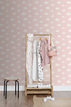 ESTAhome papier peint petits nuages rose clair - 53 cm x 10.05 m - 139562