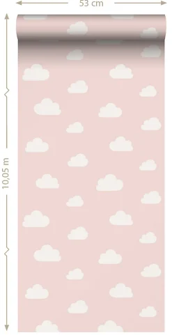 ESTAhome papier peint petits nuages rose clair - 53 cm x 10.05 m - 139562
