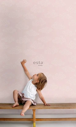 ESTAhome papier peint petits nuages rose clair - 50 x 900 cm - 139516