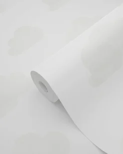 ESTAhome papier peint petits nuages gris clair et blanc - 53 cm x 10.05 m - 138945