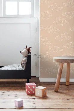 ESTAhome papier peint petits nuages terracotta claire - 50 x 900 cm - 139518