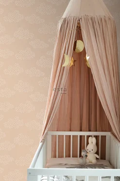 ESTAhome papier peint petits nuages terracotta claire - 50 x 900 cm - 139518