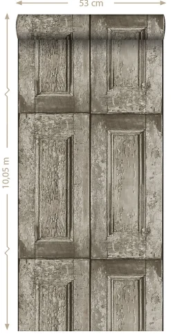 ESTAhome papier peint portes à panneaux taupe - 53 cm x 10.05 m - 138210