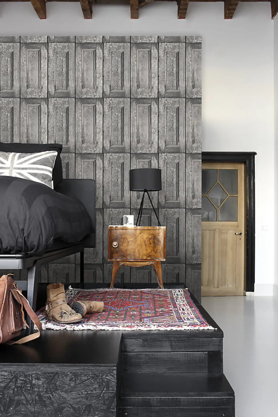 ESTAhome papier peint portes à panneaux gris - 53 cm x 10.05 m - 138209