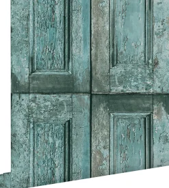 ESTAhome papier peint portes à panneaux turquoise - 53 cm x 10.05 m - 138208
