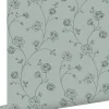 ESTAhome papier peint roses en Toile de Jouy vert grisé - 53 cm x 10.05 m - 139314