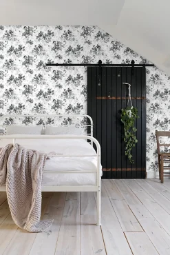 ESTAhome papier peint roses noir et blanc - 53 cm x 10.05 m - 138112